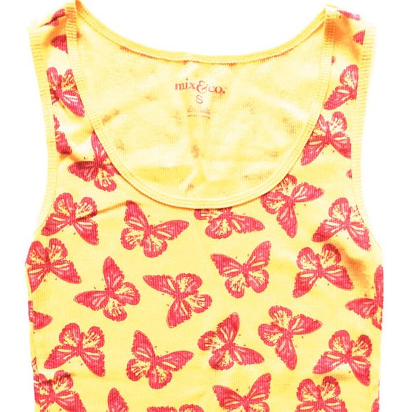 Mix & Co Yellow & Pink Butterfly Tank - Picture 2 of 3
